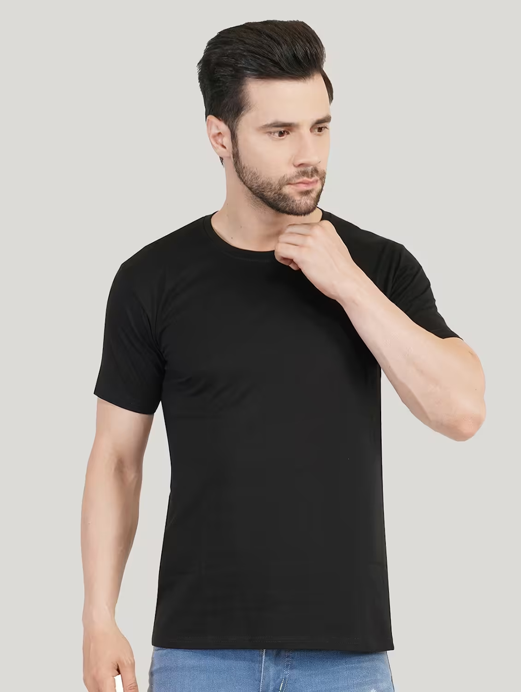 Half Sleeve Round Neck Tshirt for Men (Size-M)(Color-BLACK)