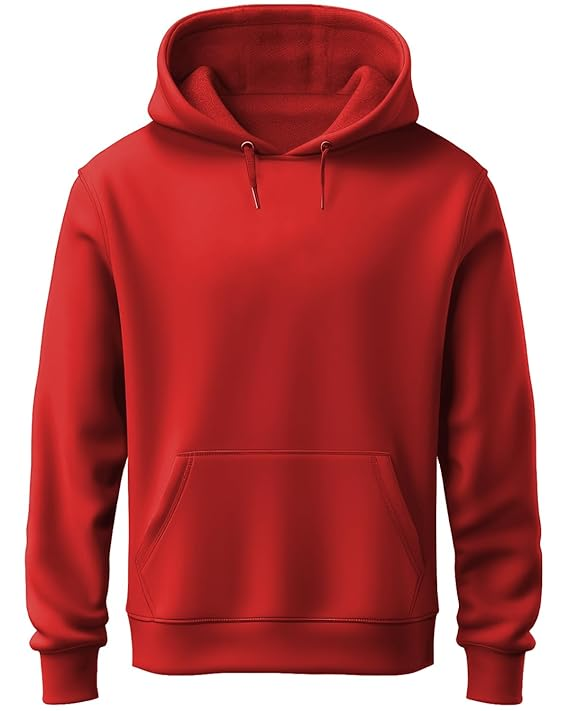 Men Full Sleeve Solid Hooded Sweatshirt (Size-XXL) (Color-RED)