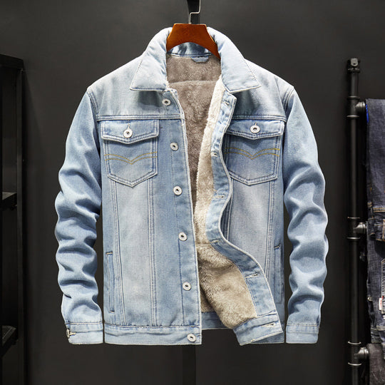 Men Solid Denim Jacket