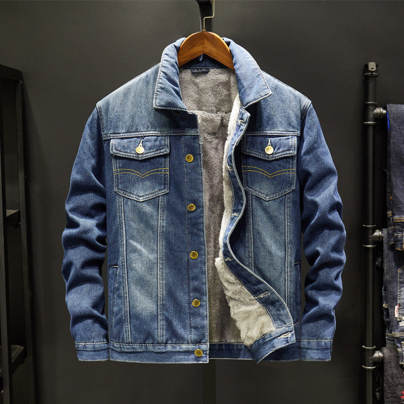 Men Solid Denim Jacket