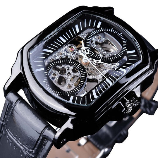 Men Automatic Square Hollow Mechanical Watch