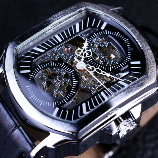 Men Automatic Square Hollow Mechanical Watch