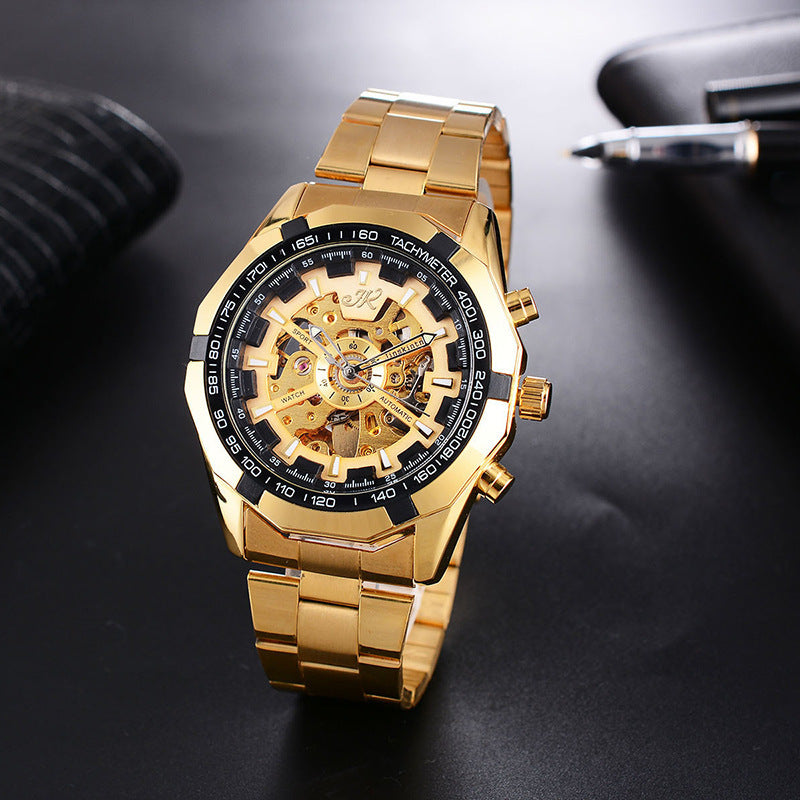 Men Mechanical Steel Band High-end Hollow Mechanical Watch