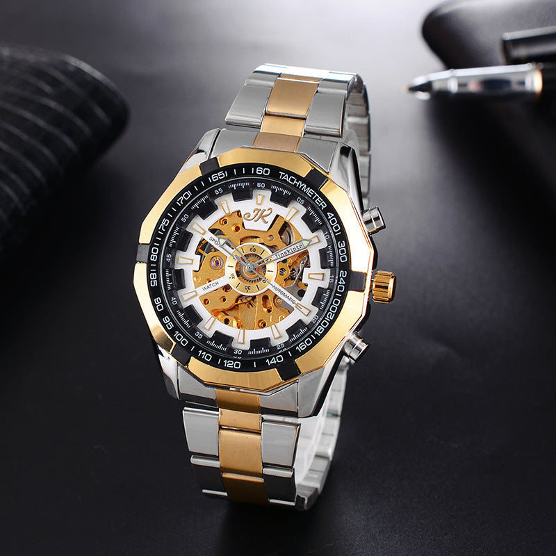 Men Mechanical Steel Band High-end Hollow Mechanical Watch