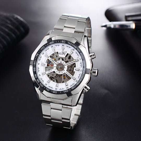 Men Mechanical Steel Band High-end Hollow Mechanical Watch