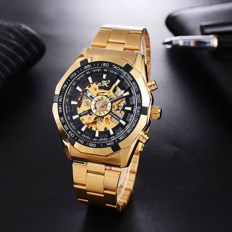 Men Mechanical Steel Band High-end Hollow Mechanical Watch