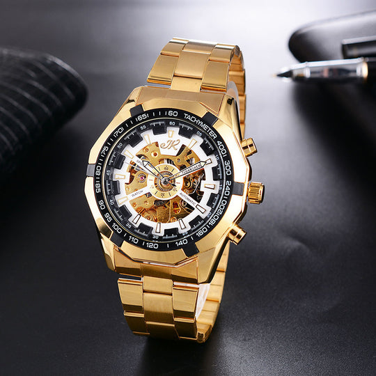 Men Mechanical Steel Band High-end Hollow Mechanical Watch