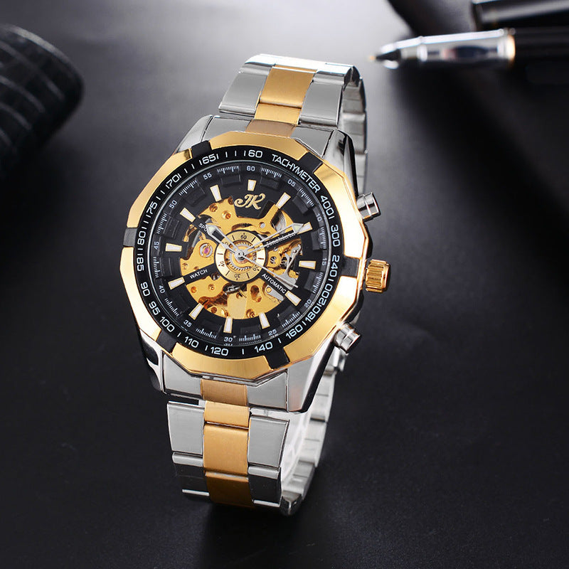 Men Mechanical Steel Band High-end Hollow Mechanical Watch