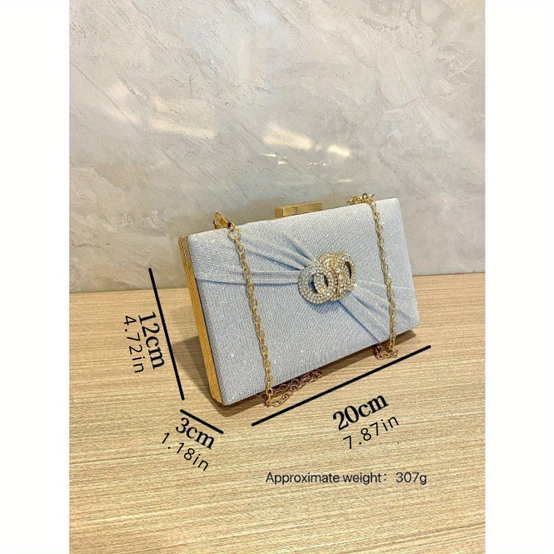 Diamond button-filled square clutch bag Diagonal wedding birthday