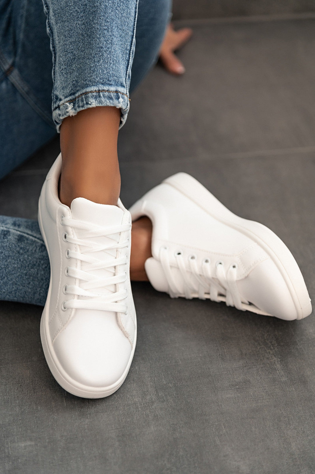 Fashion sneakers with flat sole White