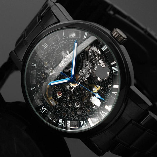 Men Automatic Mechanical All Black Watch