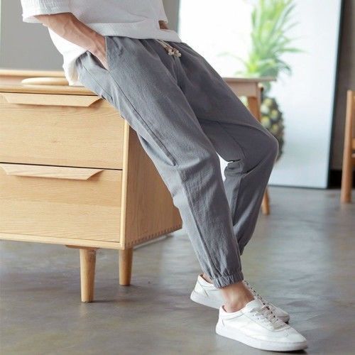 Men Summer Cotton Linen Pants