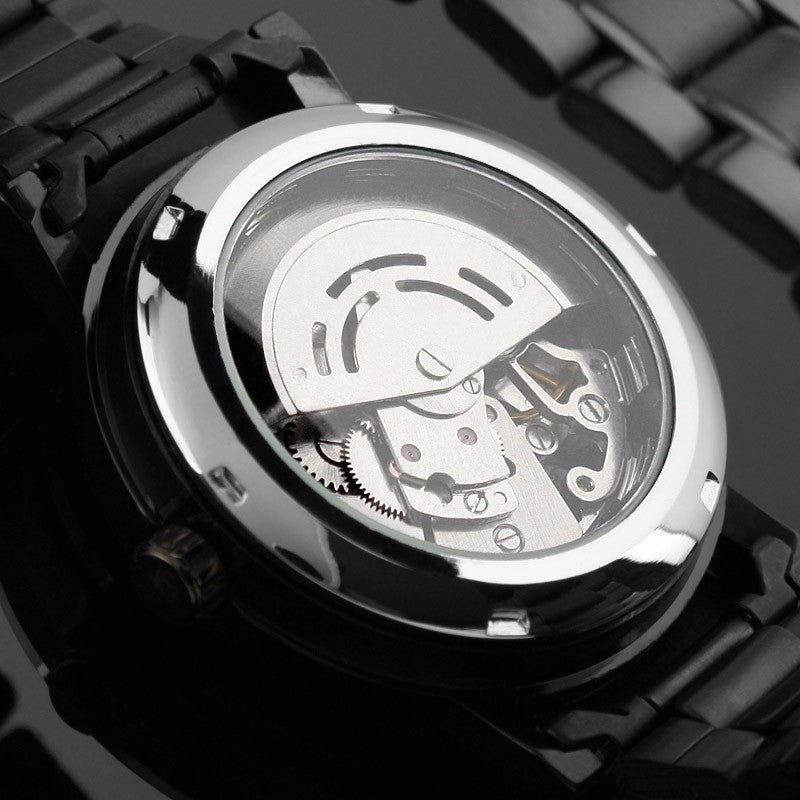 Men Automatic Mechanical All Black Watch