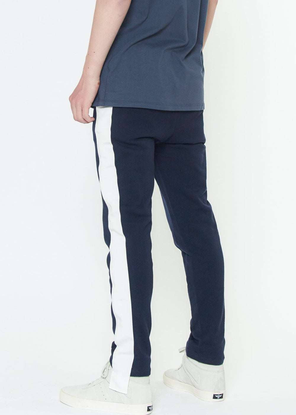 Konus Men's Sweatpants w/ Side Stripes in Navy