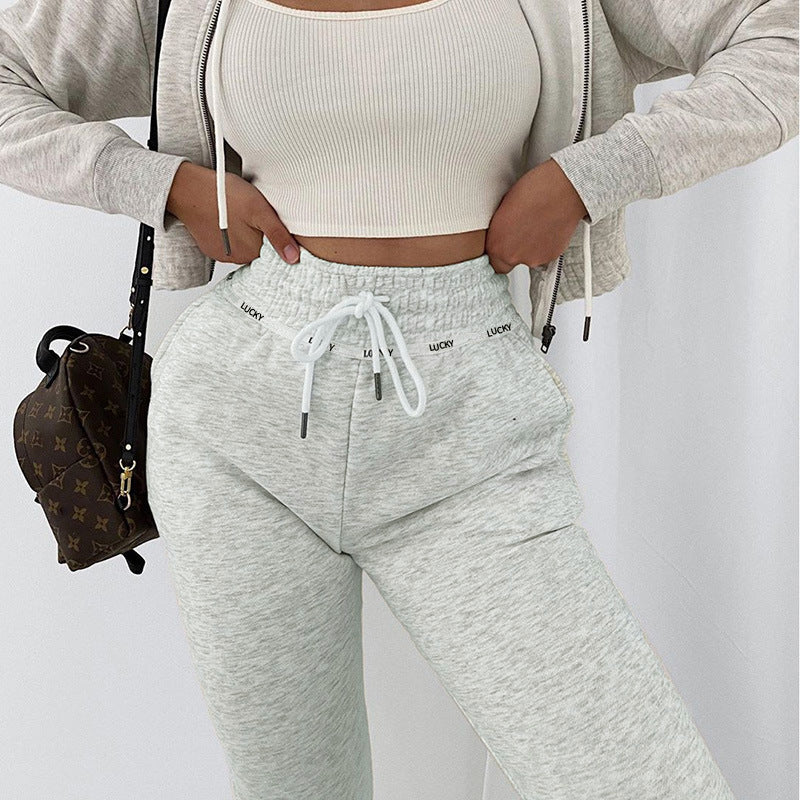 Women Elastic Webbing Printed Sports Pant