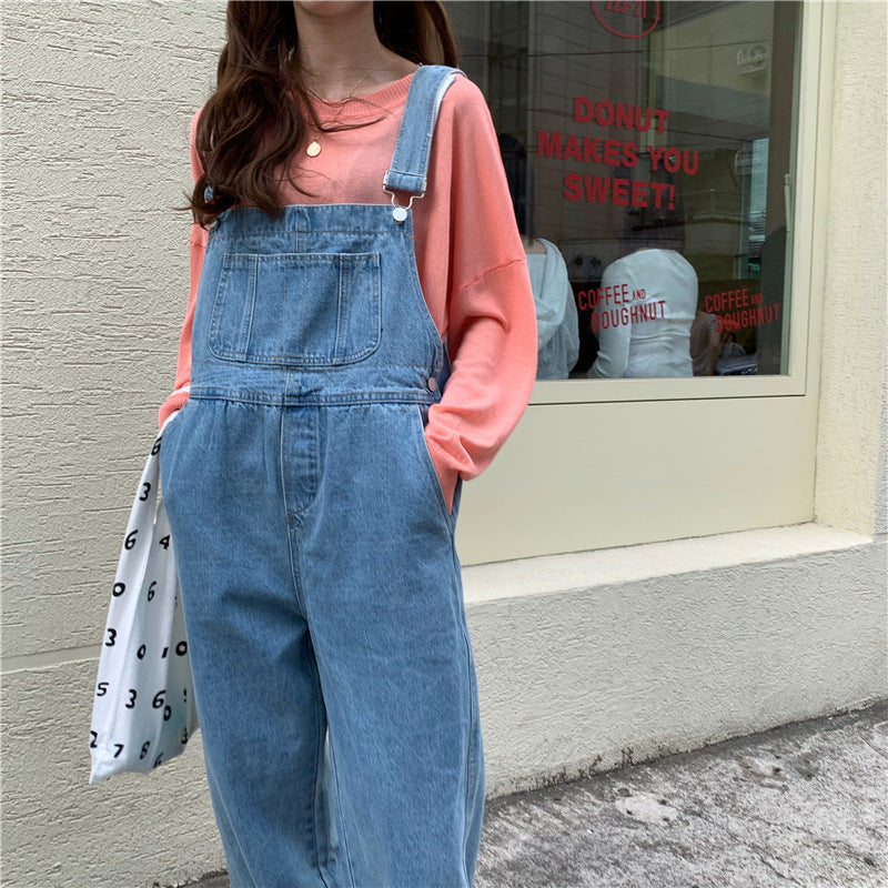 Fashion Denim Suspender Pants For Women