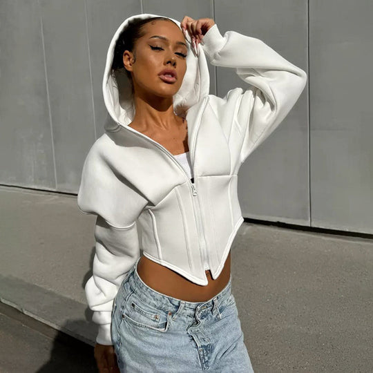 Women Long-sleeve Zipper Cardigan Hoodie