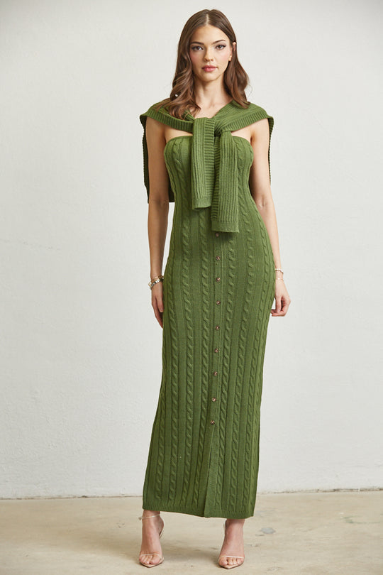 Knitted Shawl Maxi Dress