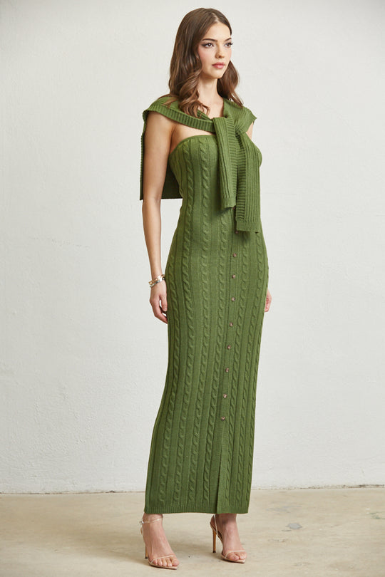 Knitted Shawl Maxi Dress