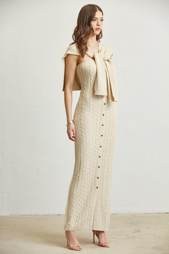 Knitted Shawl Maxi Dress