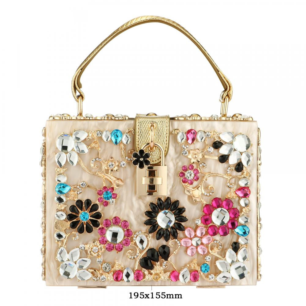 Acrylic Handbags Women Fashion Flower Shoulder Bags Evening Party