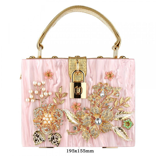 Acrylic Handbags Women Fashion Flower Shoulder Bags Evening Party