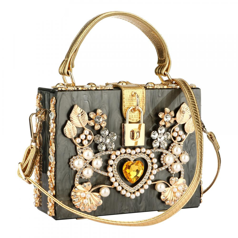 Acrylic Handbags Women Fashion Flower Shoulder Bags Evening Party