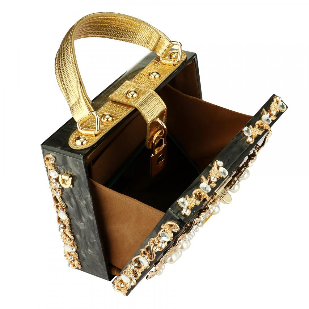 Acrylic Handbags Women Fashion Flower Shoulder Bags Evening Party