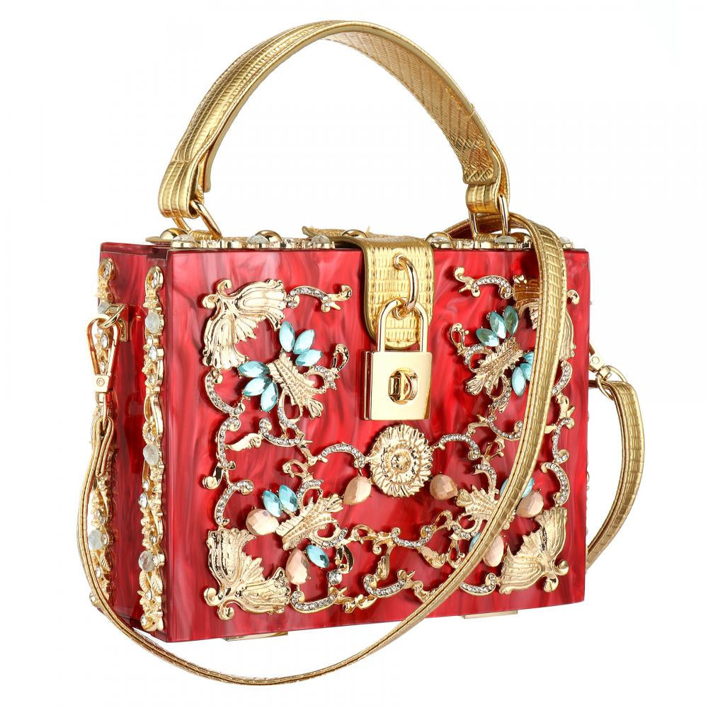 Acrylic Handbags Women Fashion Flower Shoulder Bags Evening Party