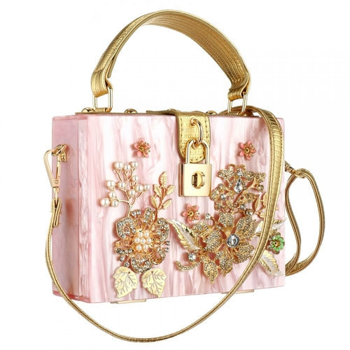 Acrylic Handbags Women Fashion Flower Shoulder Bags Evening Party