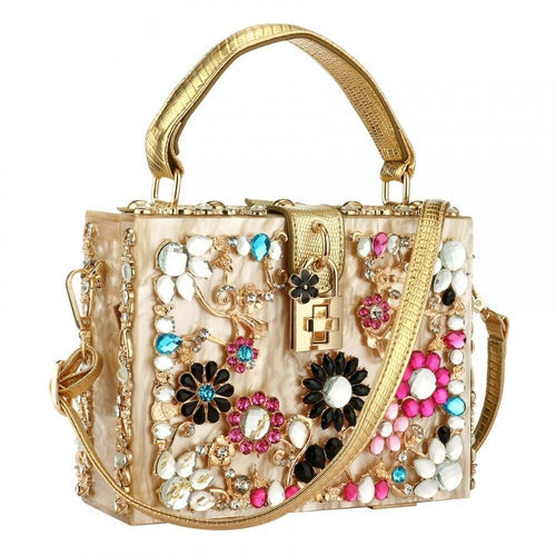 Acrylic Handbags Women Fashion Flower Shoulder Bags Evening Party