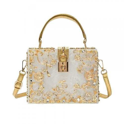 Acrylic Handbags Women Fashion Flower Shoulder Bags Evening Party