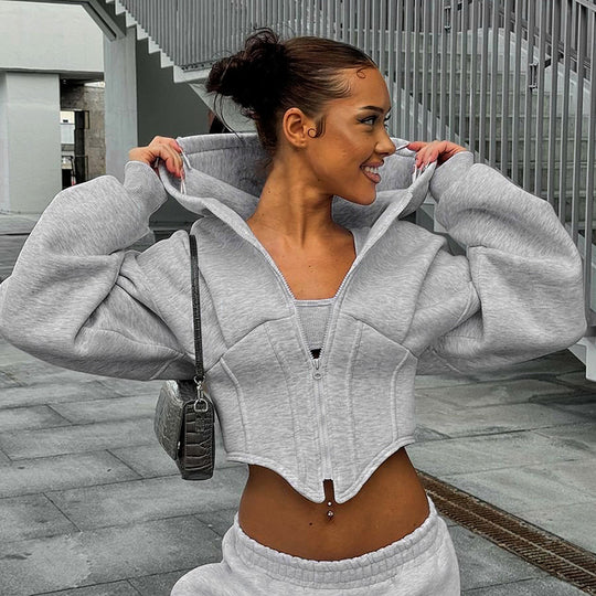 Women Long-sleeve Zipper Cardigan Hoodie