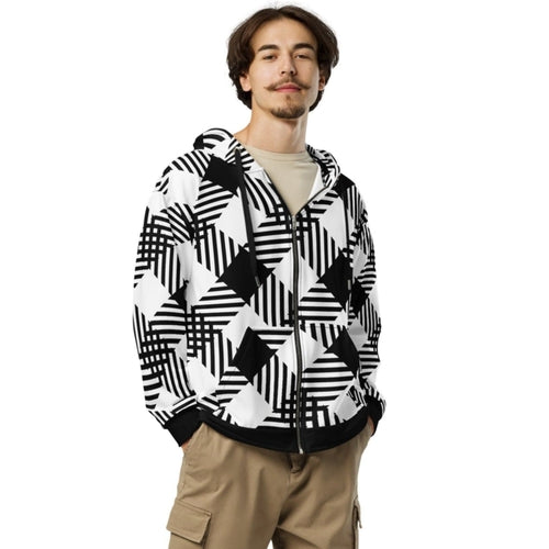 An artistic men's hoodie designed by a famous artist / Black & White